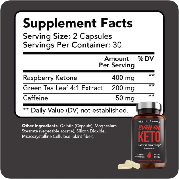 Keto Multivitamin - Keto Vitamins, Keto Multivitamin Women and Men, Electrolytes with Vitamin C, Magnesium, Collagen, Potassium, MCT, Energy Support (Burn On Keto) 60 caps - Image 2